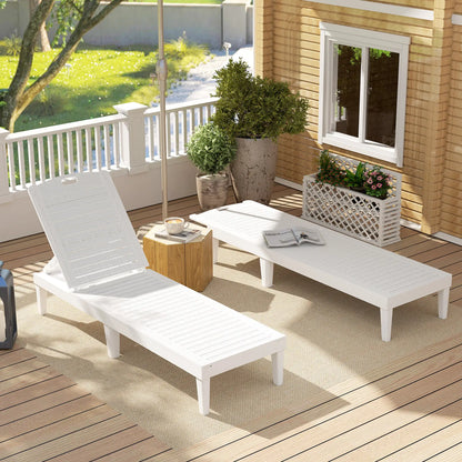 Waterproof Resin Lounge Chairs, Set of 2, 4-Position Adjustable Backrest, White Lounger Chairs at Gallery Canada
