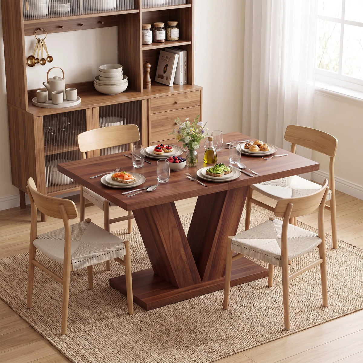 Modern Kitchen Dining Table For 4 People, Walnut Dining Tables at Gallery Canada