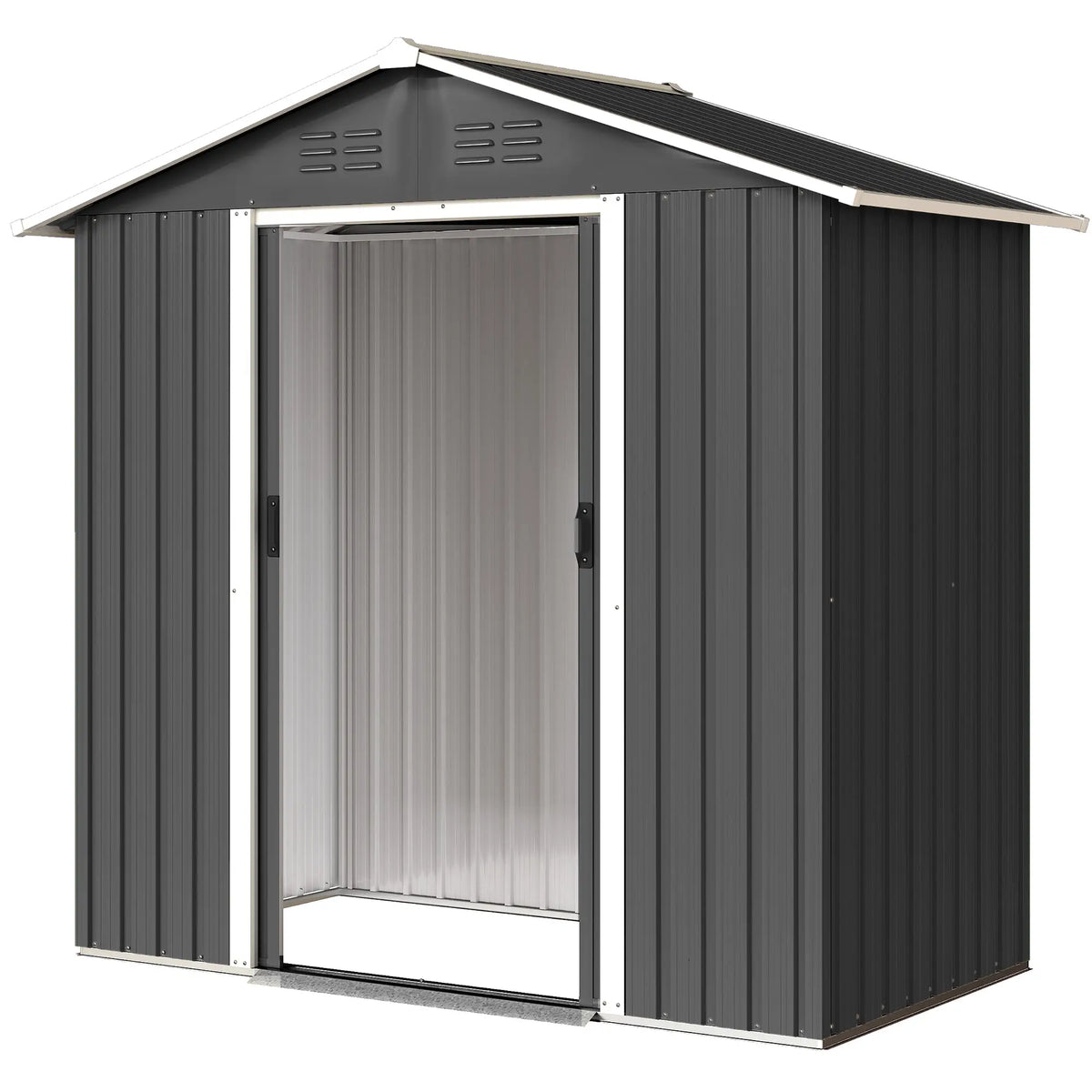 6.5x3.5ft Metal Garden Storage Shed, Double Sliding Doors, Dark Grey Sheds Dark Grey at Gallery Canada