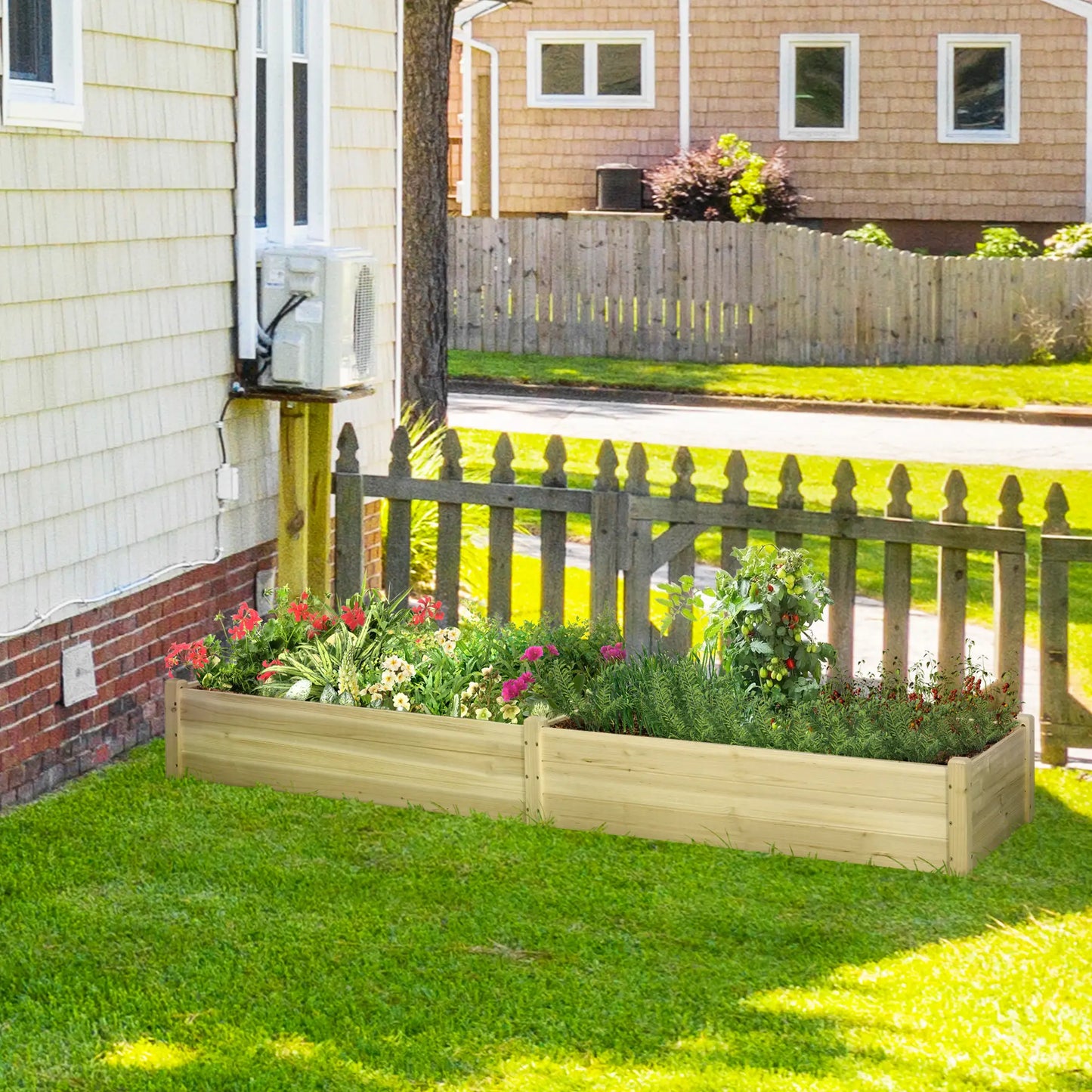 96" x 24" x 10" Wooden Raised Garden Bed, 2 Planter Boxes, Non-Woven Fabric Liner Wooden Planter Boxes at Gallery Canada