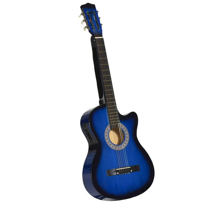 38 Inch Full Size Acoustic Electric Guitar, Gloss Finish, Blue Electronic Musical Pianos Blue, Black at Gallery Canada