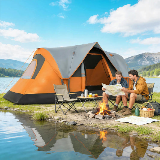 5-6 Person Family Tent, With Lighting Hook, Carrying Bag, Orange Camping Tents Orange at Gallery Canada