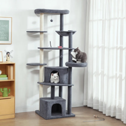 79" Extra Tall Cat Tree, Scratching Posts, Perches, Caves, Hammock, Dark Grey Cat Trees at Gallery Canada