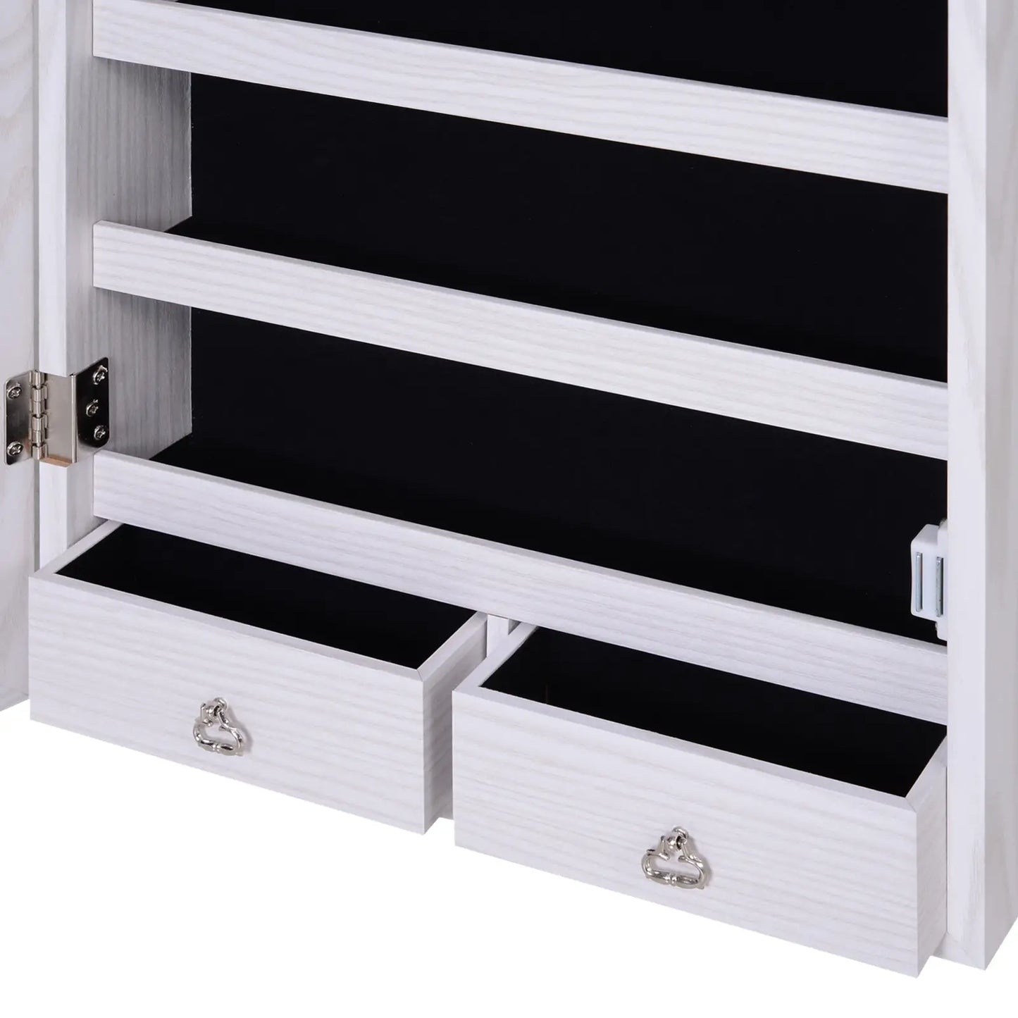 Mirror Jewelry Cabinet with LED Lights, 2 Keys, Wood Grain Grey, Grey Jewelry Armoire & Jewellery Mirror Cabinets at Gallery Canada