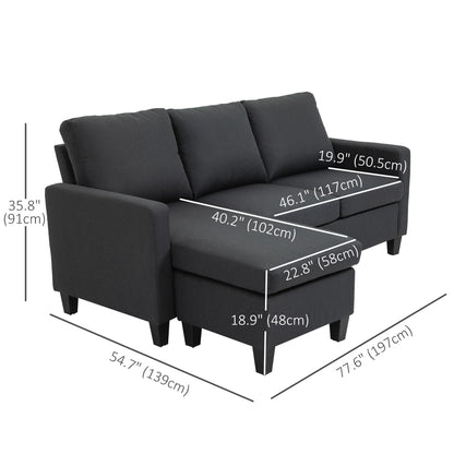 L-Shape Sectional Sofa with Ottoman, Living Room, Dark Grey Sofas & Reclining Chairs at Gallery Canada