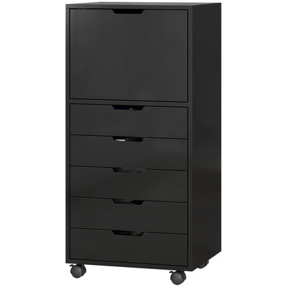 Mobile File Cabinet With 5 Drawers, Black, Black Office Cabinets & Cupboards Black at Gallery Canada