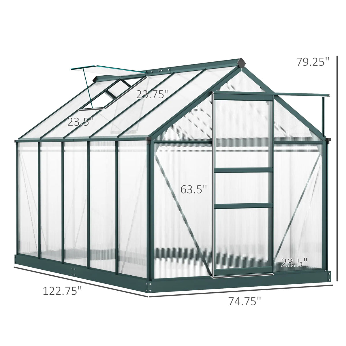 6' x 10' x 6.6' Polycarbonate Greenhouse, Walk-In Garden Kit, Green Walk In Greenhouses at Gallery Canada