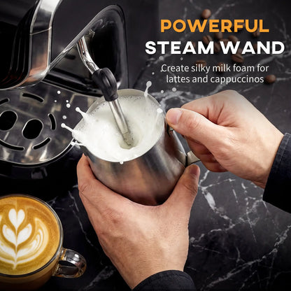 15 Bar Espresso Machine With Grinder & Milk Frother, Stainless Steel, Black Small Kitchen Appliances at Gallery Canada