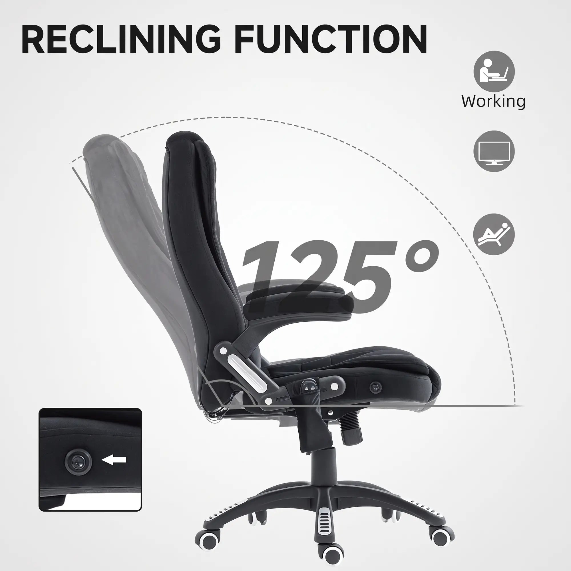 6 Point Vibrating Massage Office Chair, High Back, Reclining, Swivel Wheels, Black Massage Chairs at Gallery Canada
