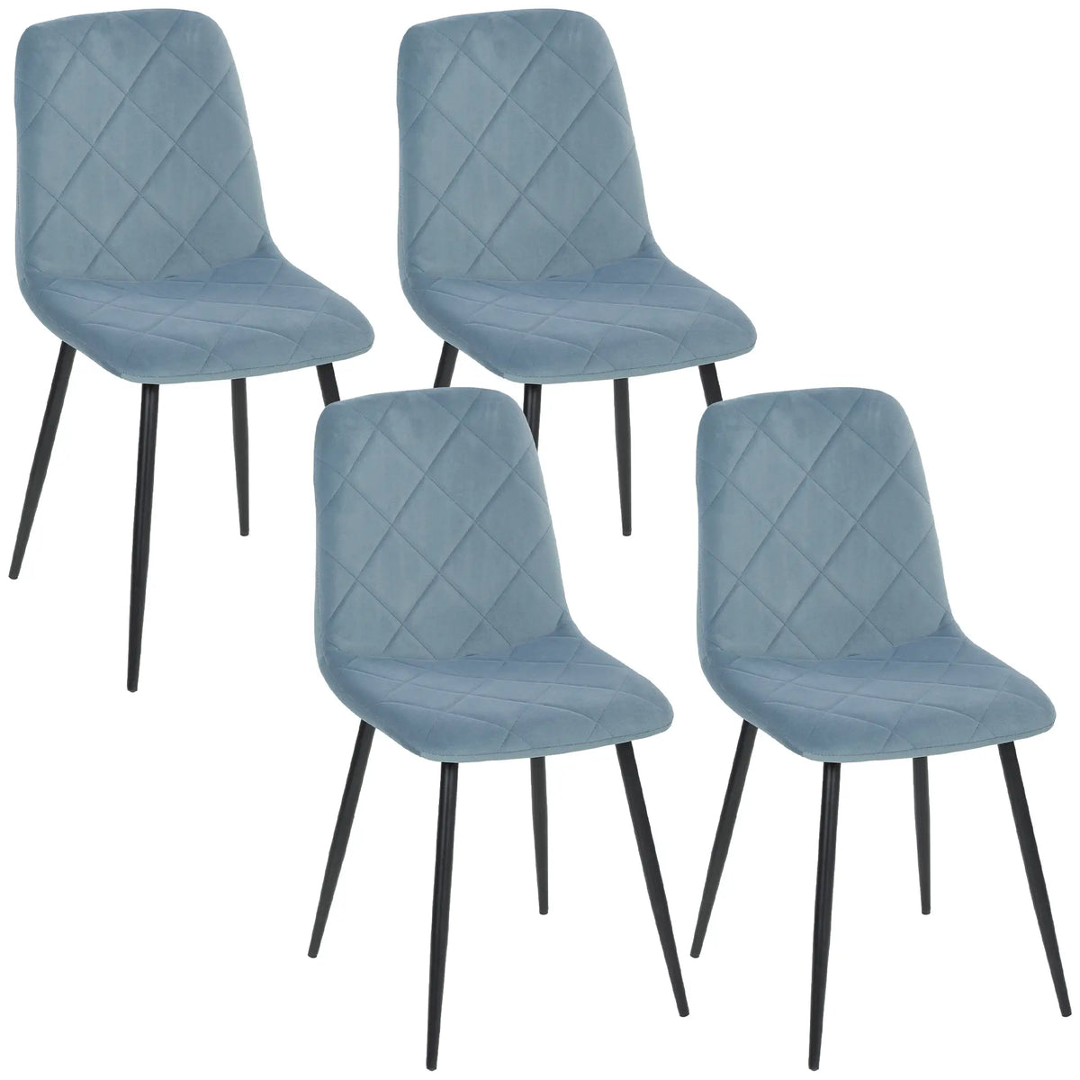 Upholstered Dining Chairs Set of 4, Steel Legs, Modern Kitchen, Light Blue Dining Chairs Light Blue, Black at Gallery Canada