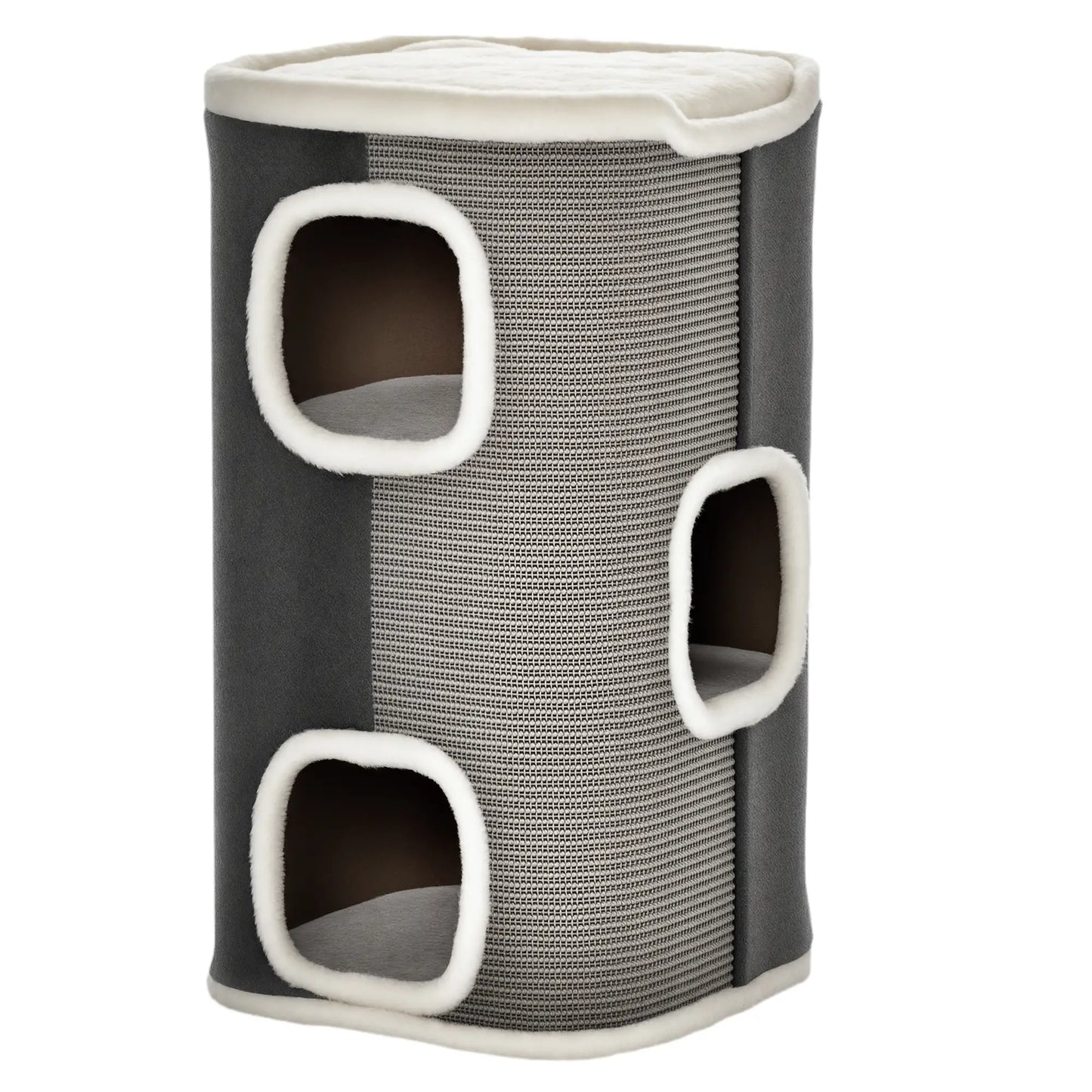 4-Story Cat House, Sisal Scratching Surface, Removable Cushion, 16" x 16" x 29", Grey Cat Houses at Gallery Canada