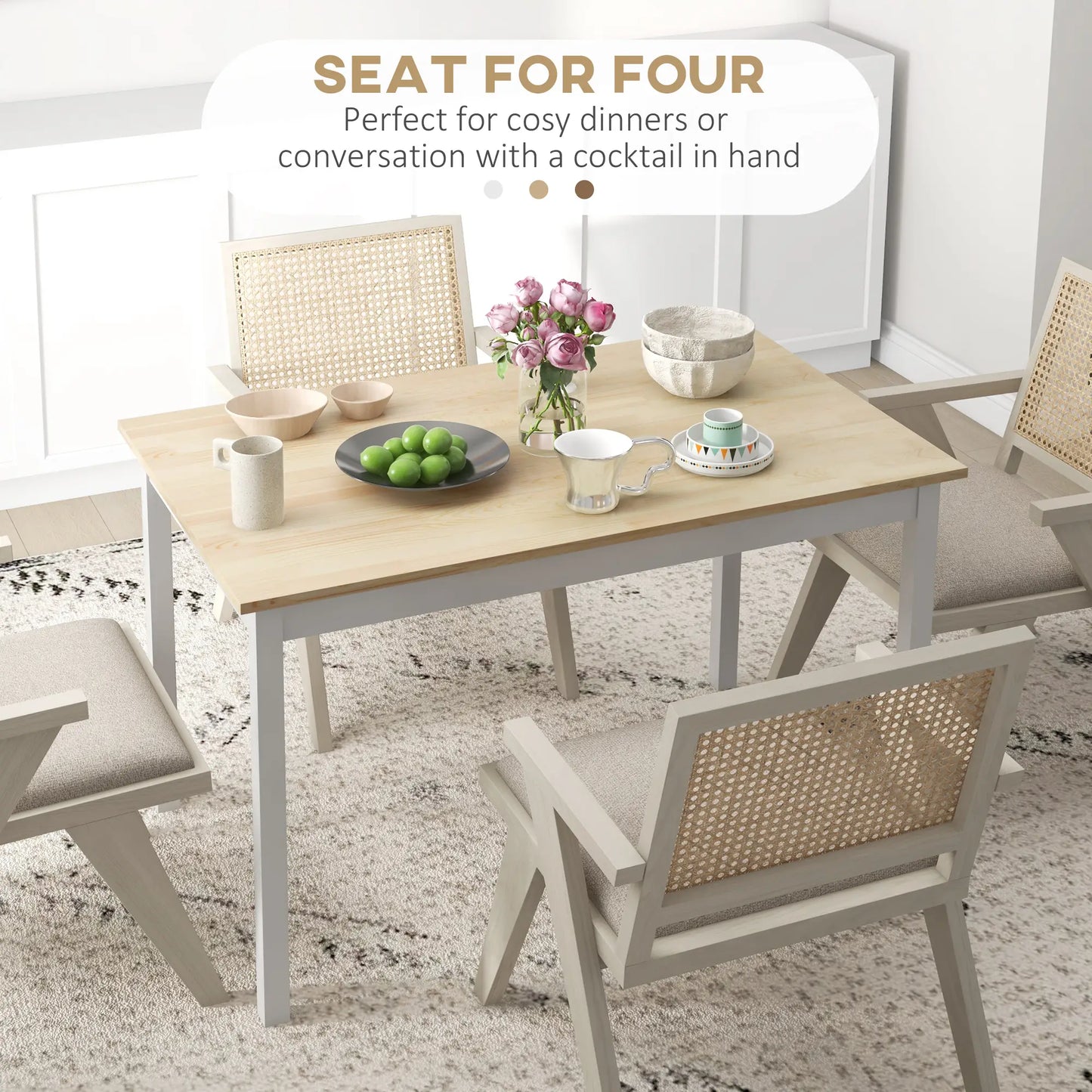 47" x 30" Dining Table, Farmhouse Pine Wood Frame, Natural Bar Tables & Dining Tables at Gallery Canada