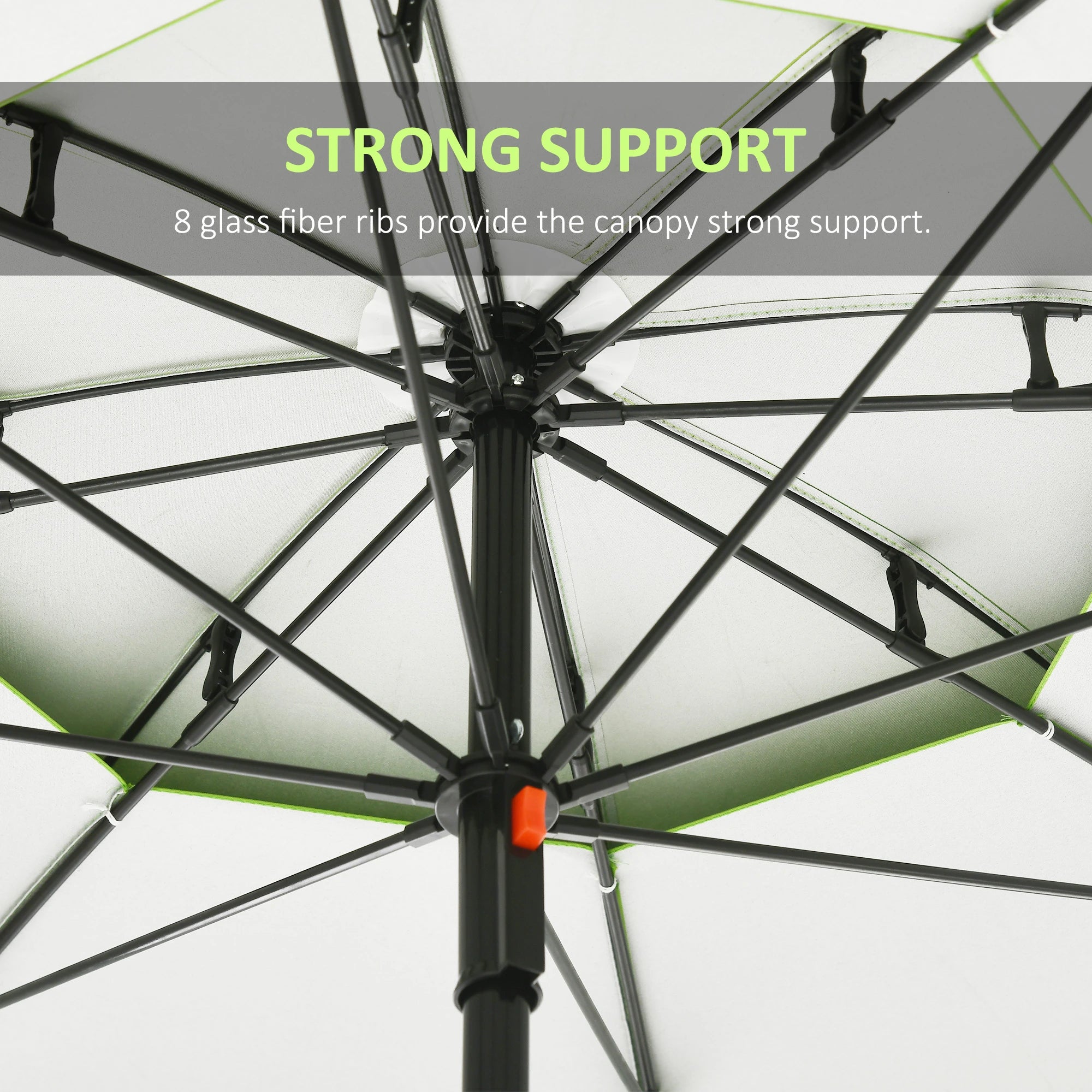 6.6ft Arched Beach Umbrella, Adjustable, Steel Frame, UV30+, Green Beach Umbrellas at Gallery Canada