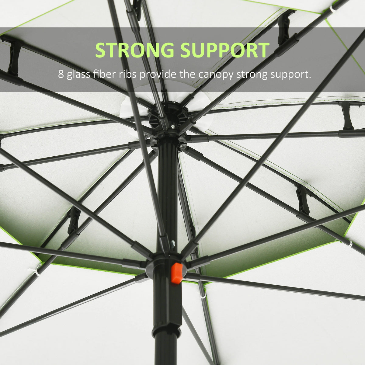 6.6ft Arched Beach Umbrella, Adjustable, Steel Frame, UV30+, Green Beach Umbrellas at Gallery Canada