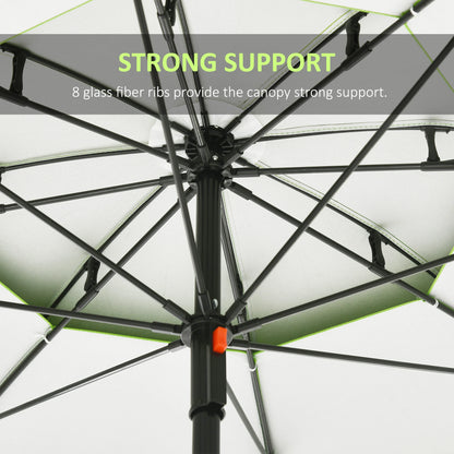 6.6ft Arched Beach Umbrella, Adjustable, Steel Frame, UV30+, Green Beach Umbrellas at Gallery Canada