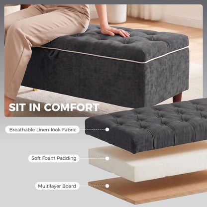 Upholstered Storage Ottoman Bench, 264 LBS Capacity, Dark Grey Storage Ottomans & Benches at Gallery Canada