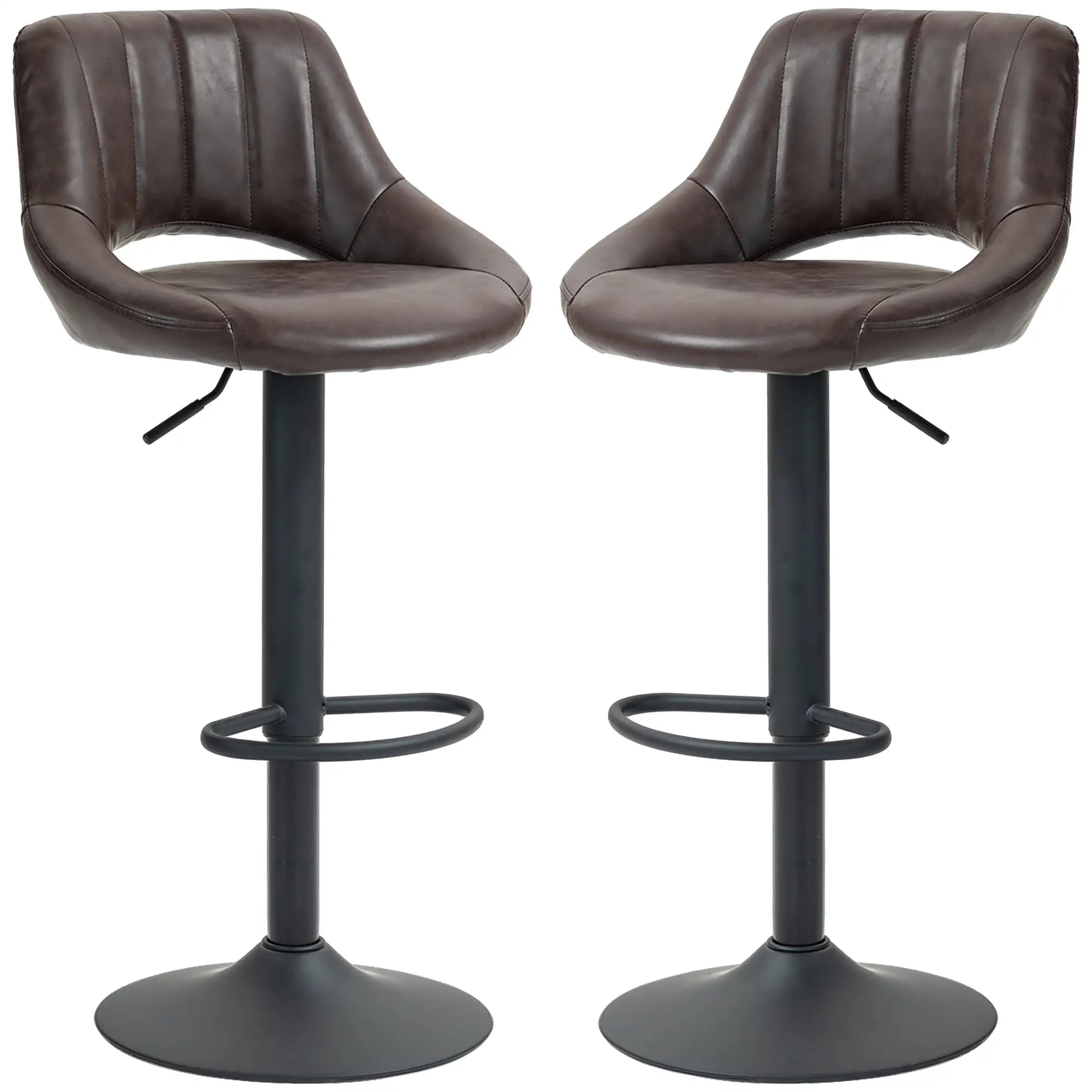 Swivel Bar Stools Set of 2, Faux Leather, Counter Height, Round Metal Base Bar Stools at Gallery Canada