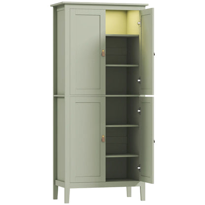 69.5" Tall Kitchen Pantry Cabinet, Motion Sensor LED Light, Green Kitchen Pantry Cabinets at Gallery Canada