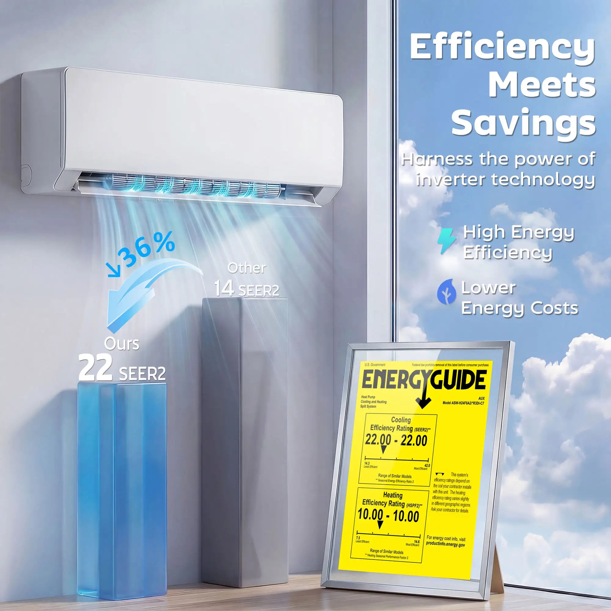 23000 BTU Mini Split AC, 22 SEER2 230V Wifi Inverter Heat Pump 1500 Sq Ft Air Conditioner at Gallery Canada