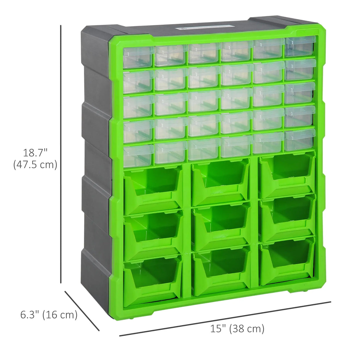 Plastic 39 Drawer Parts Organizer, Wall Mount Storage Cabinet, Green Tool Organizers at Gallery Canada