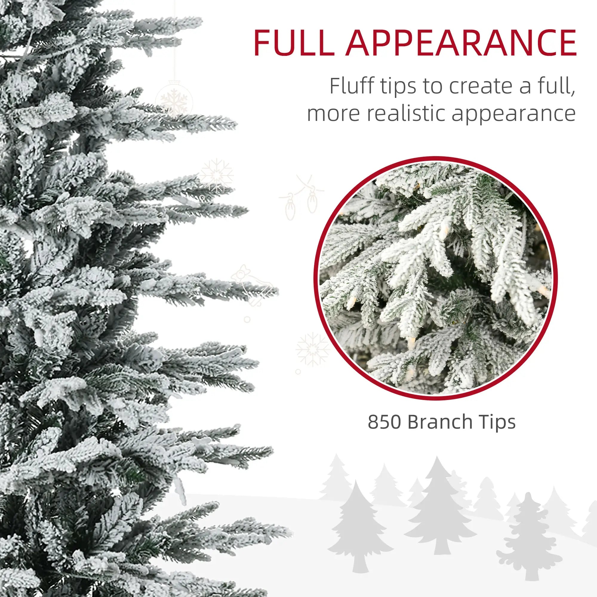 7' Pre Lit Flocked Christmas Tree, Snow Branches, Warm White Lights, Arctic Fir Pre Lit Christmas Trees at Gallery Canada