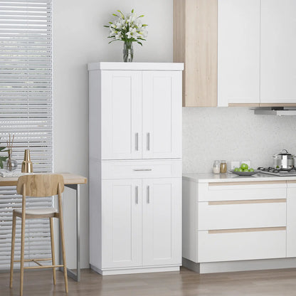 72" Storage Cabinet, Kitchen Pantry with 4 Doors, Drawer, 3 Shelves, White Kitchen Pantry Cabinets at Gallery Canada