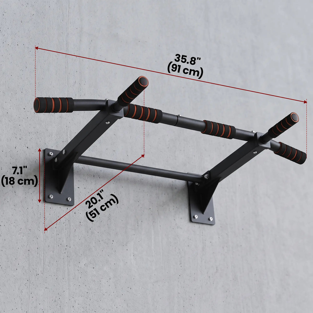 Wall Mount Pull Up Bar, Upper Body Strength Training, Non-Slip Foam, Black Pull Up Bars at Gallery Canada