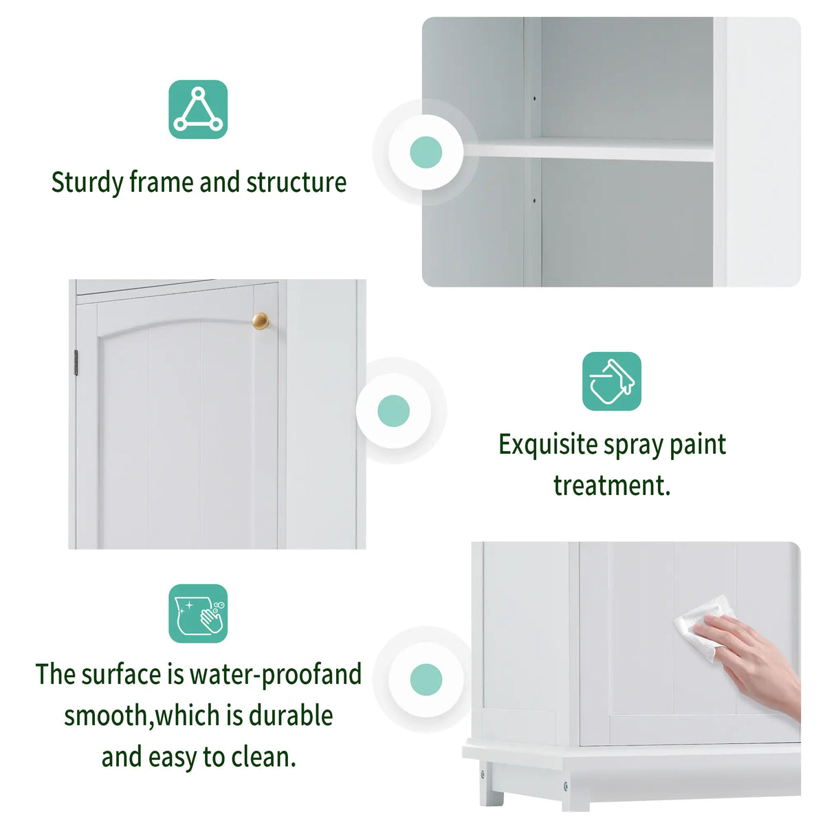 Bathroom Storage Cabinet, Glass Doors, Adjustable Shelves, 18" L x 14" W x 63" H, White Bathroom Cabinets at Gallery Canada