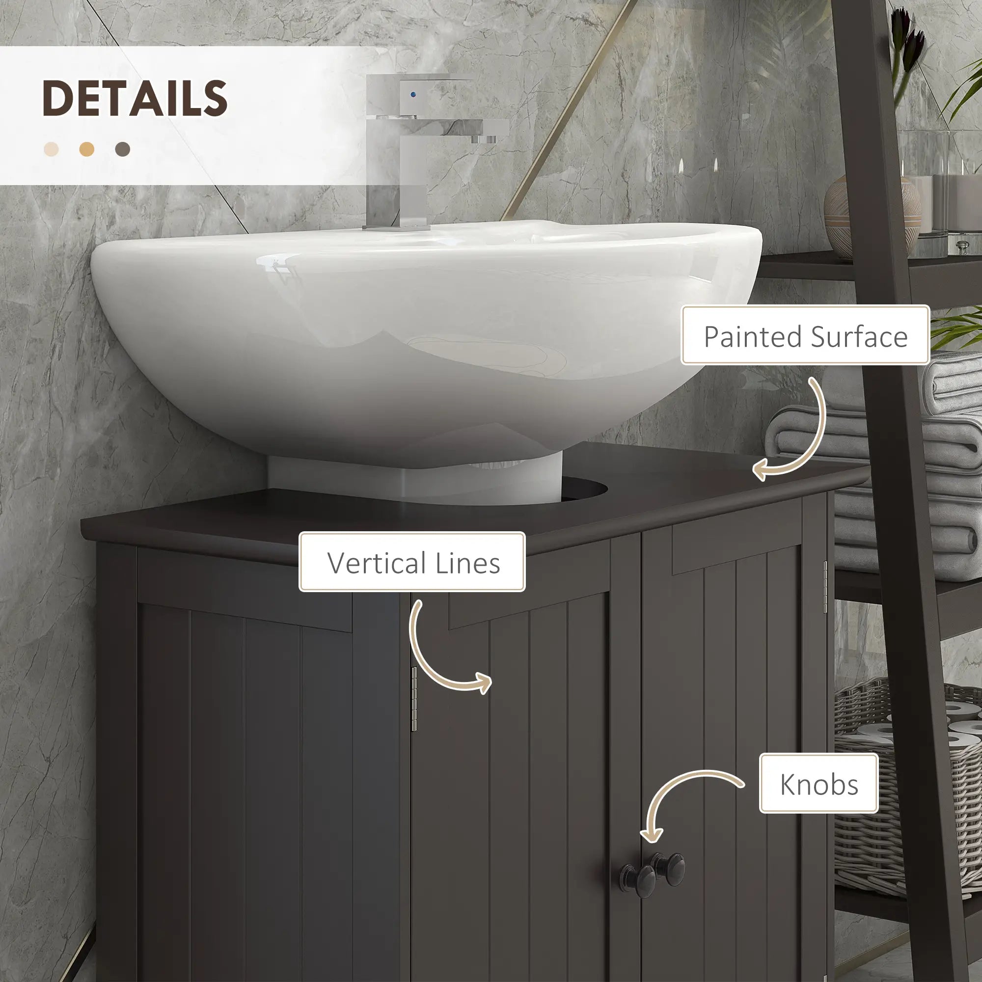 Under Sink Bathroom Cabinet, 2 Doors with Shelf, Coffee Bathroom Cabinets at Gallery Canada