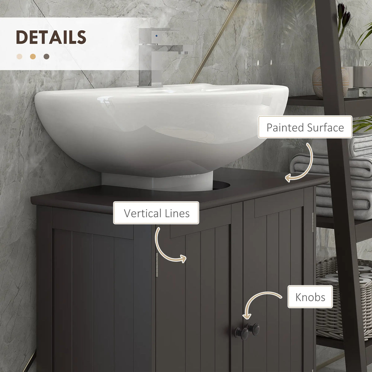 Under Sink Bathroom Cabinet, 2 Doors with Shelf, Coffee Bathroom Cabinets at Gallery Canada
