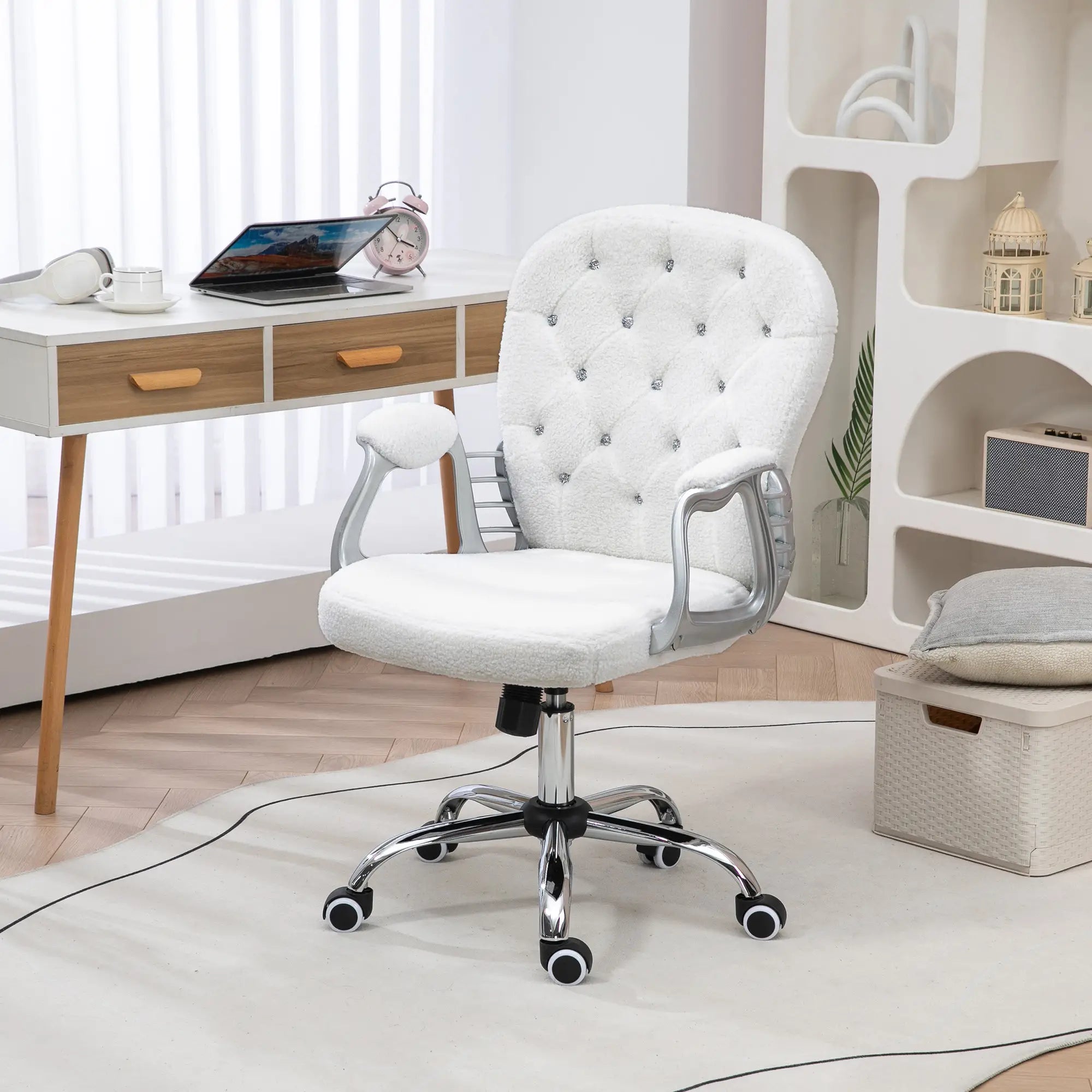Office Chair, Adjustable Height, Tufted Back, White Task Chairs at Gallery Canada
