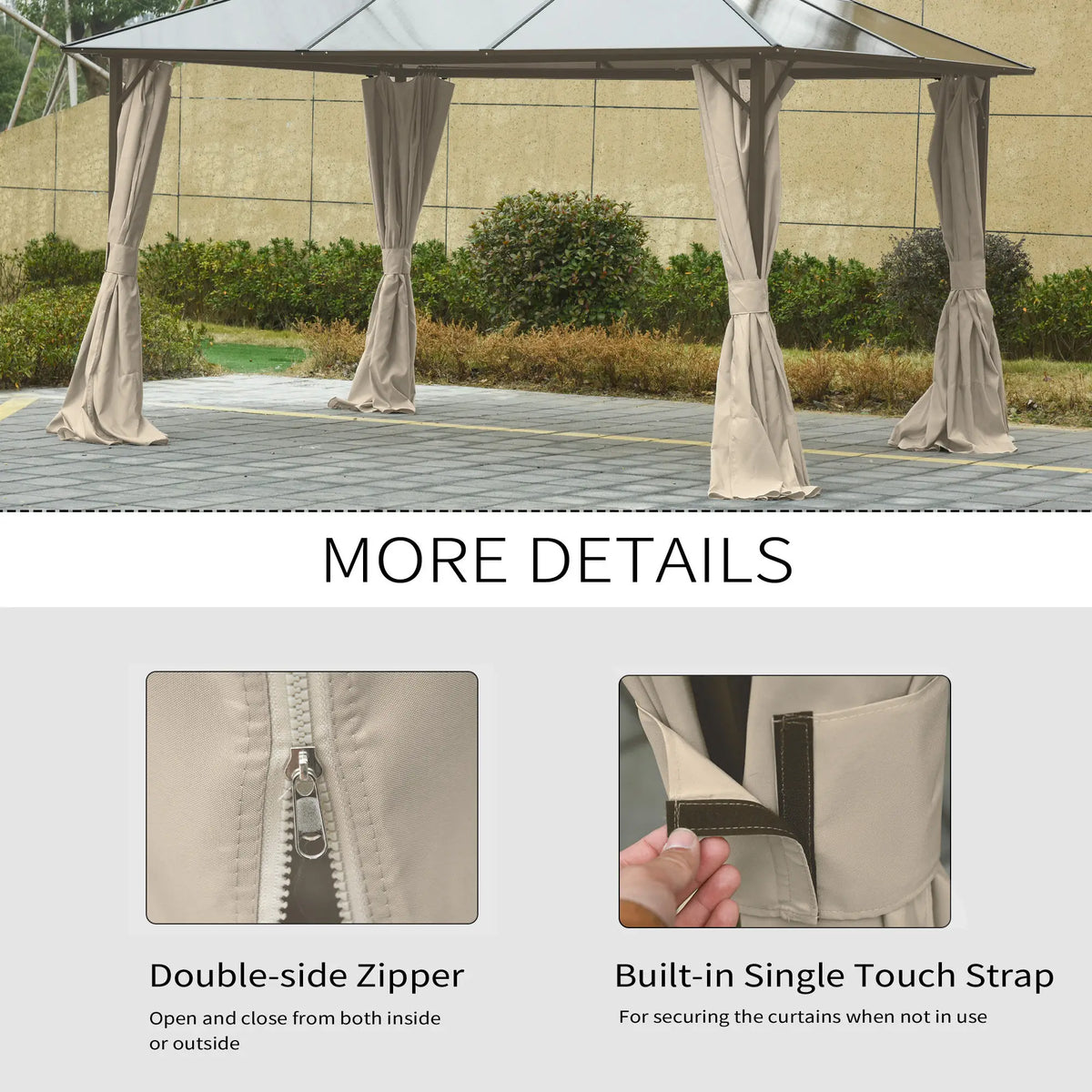 10' x 12' Gazebo Sidewall Set, 4 Panels, Hooks/C-Rings, Beige Gazebo Sidewalls at Gallery Canada