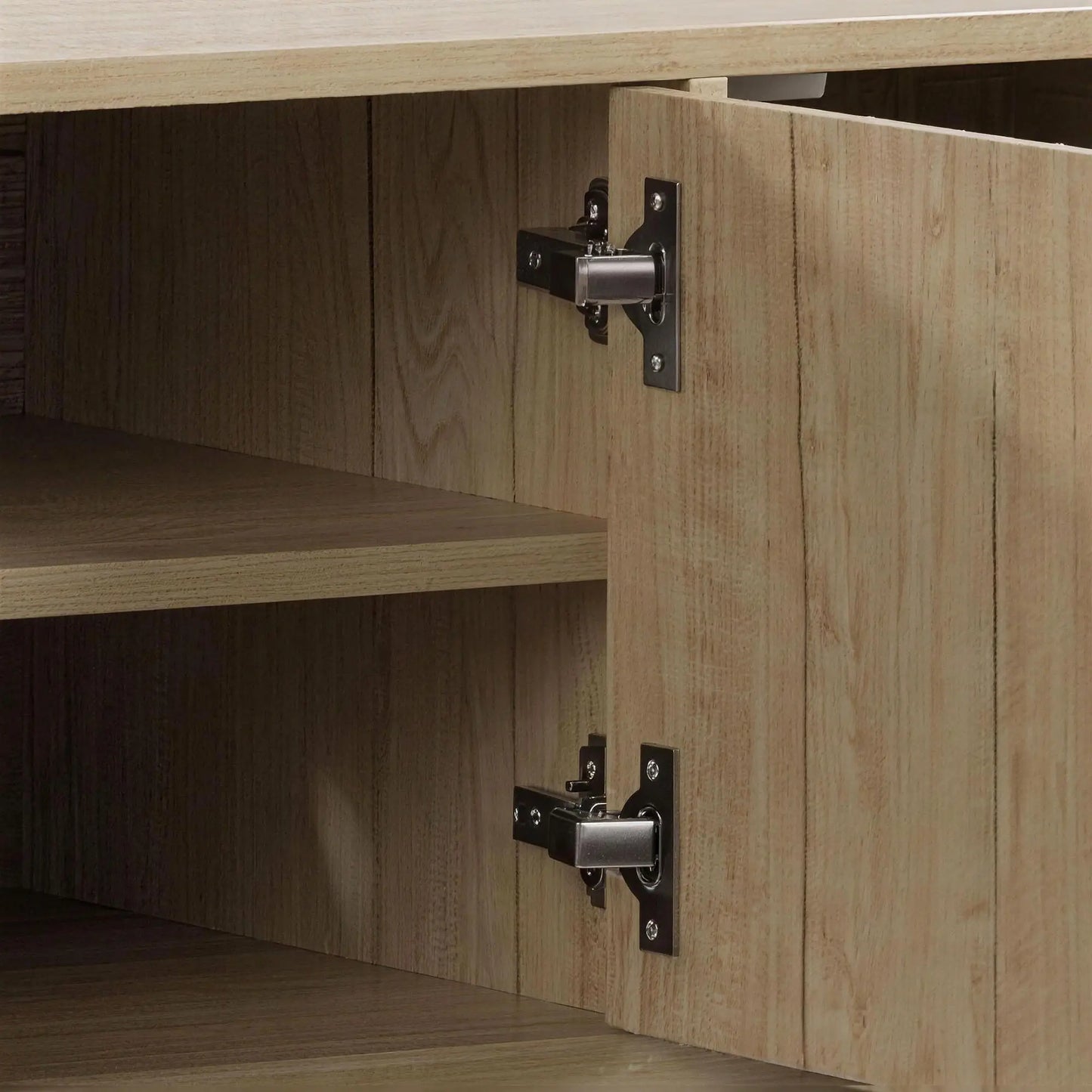 TV Stand for TVs up to 60", Modern Entertainment Center with Fluted Doors for Living Room, Oak
