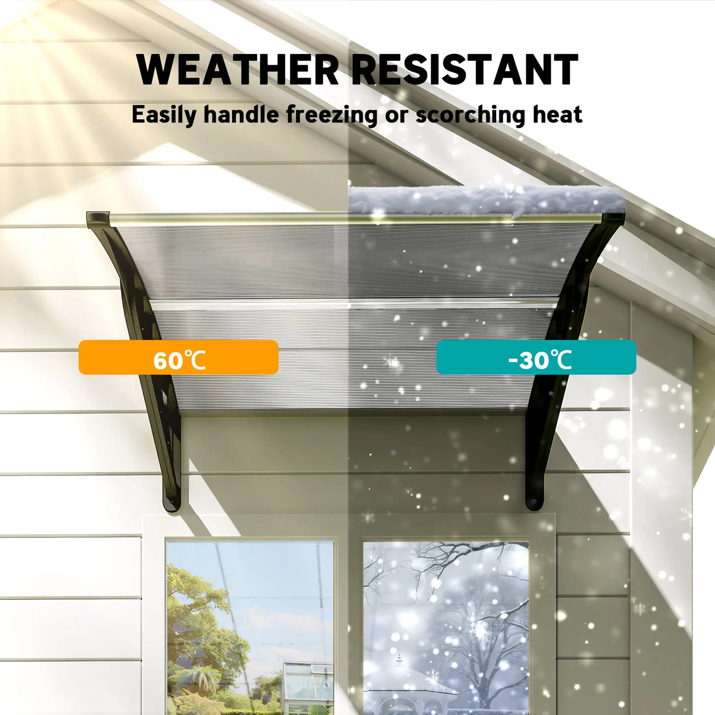 40.6" x 38" Polycarbonate Awning Door Canopy, UV Protection, Clear Door Awnings at Gallery Canada