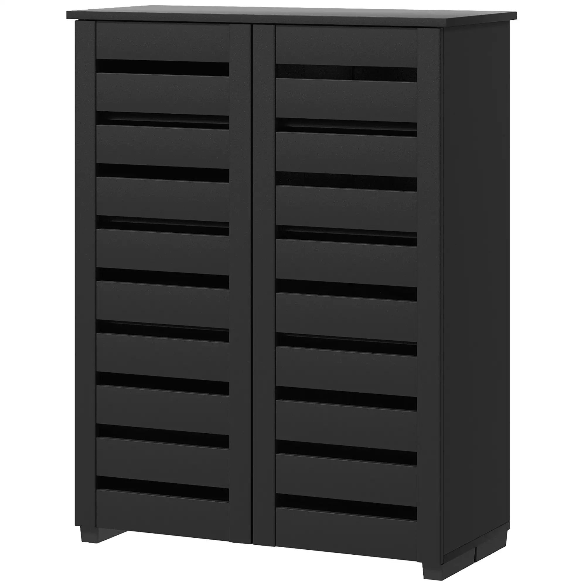 Shoe Storage Cabinet, 2 Slatted Doors, Holds 15 Pairs, Black Shoe Storage Cabinets & Racks Black at Gallery Canada