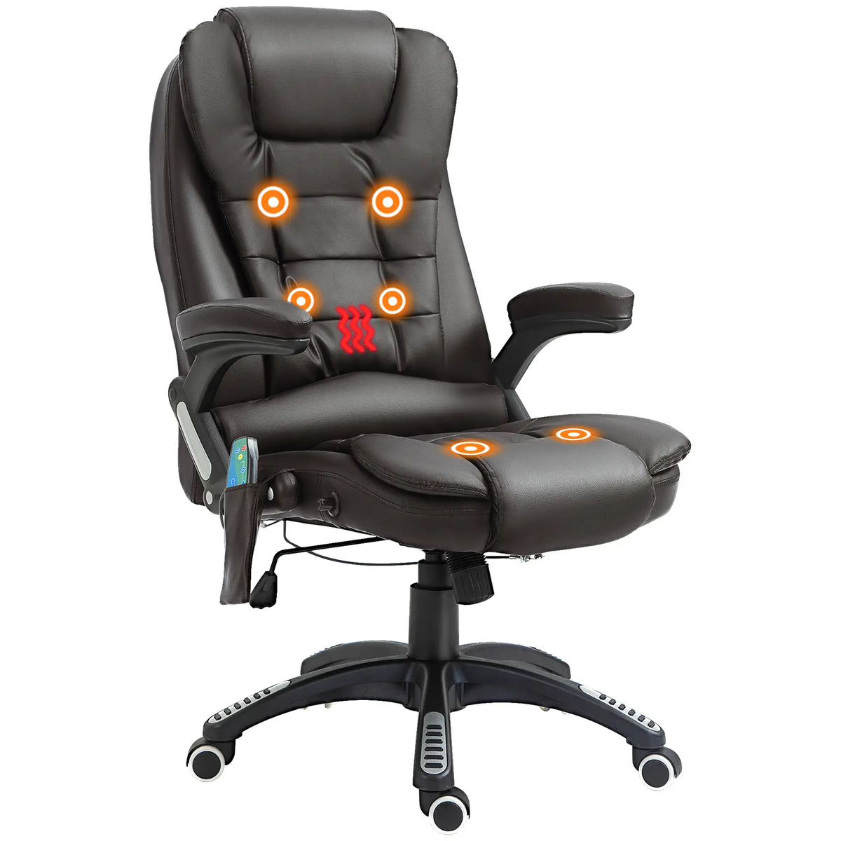 Heated Ergonomic Massage Swivel Office Chair, High Back Faux Leather, Brown Massage Chairs Options at Gallery Canada
