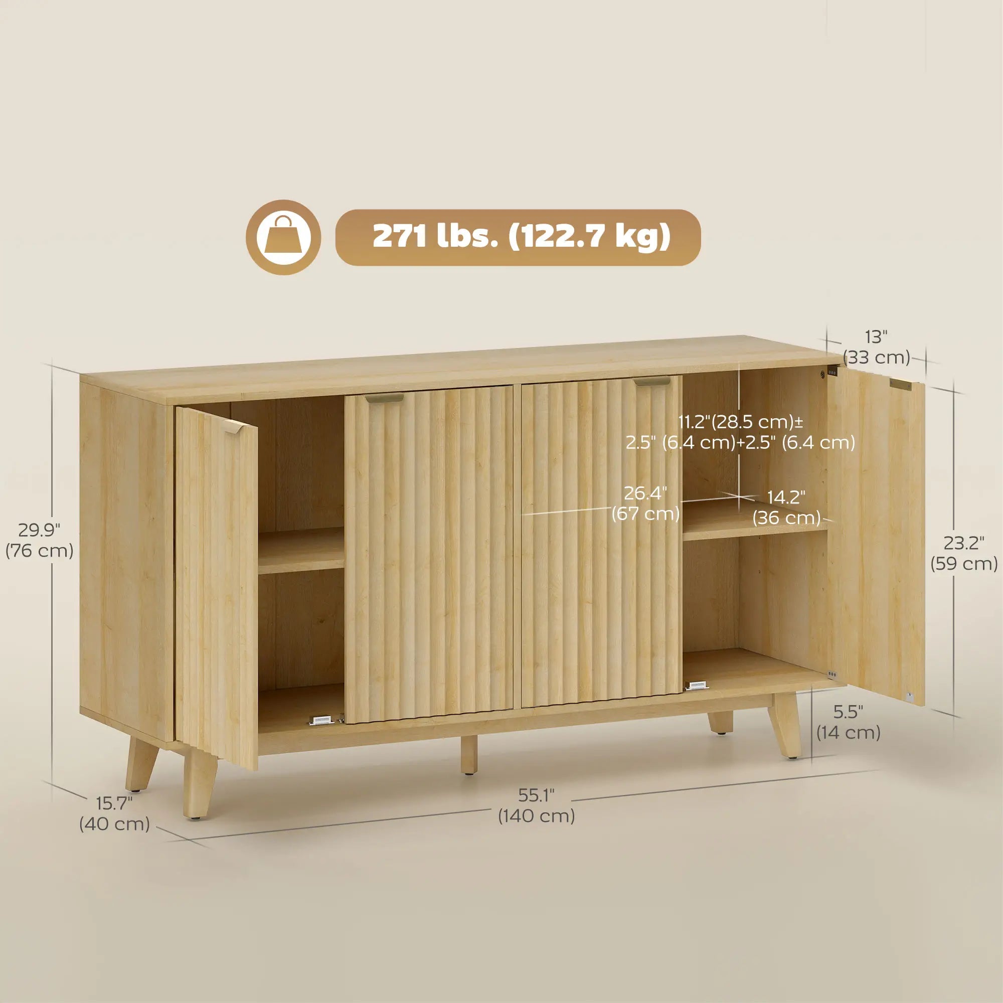 Fluted Sideboard Buffet, 55