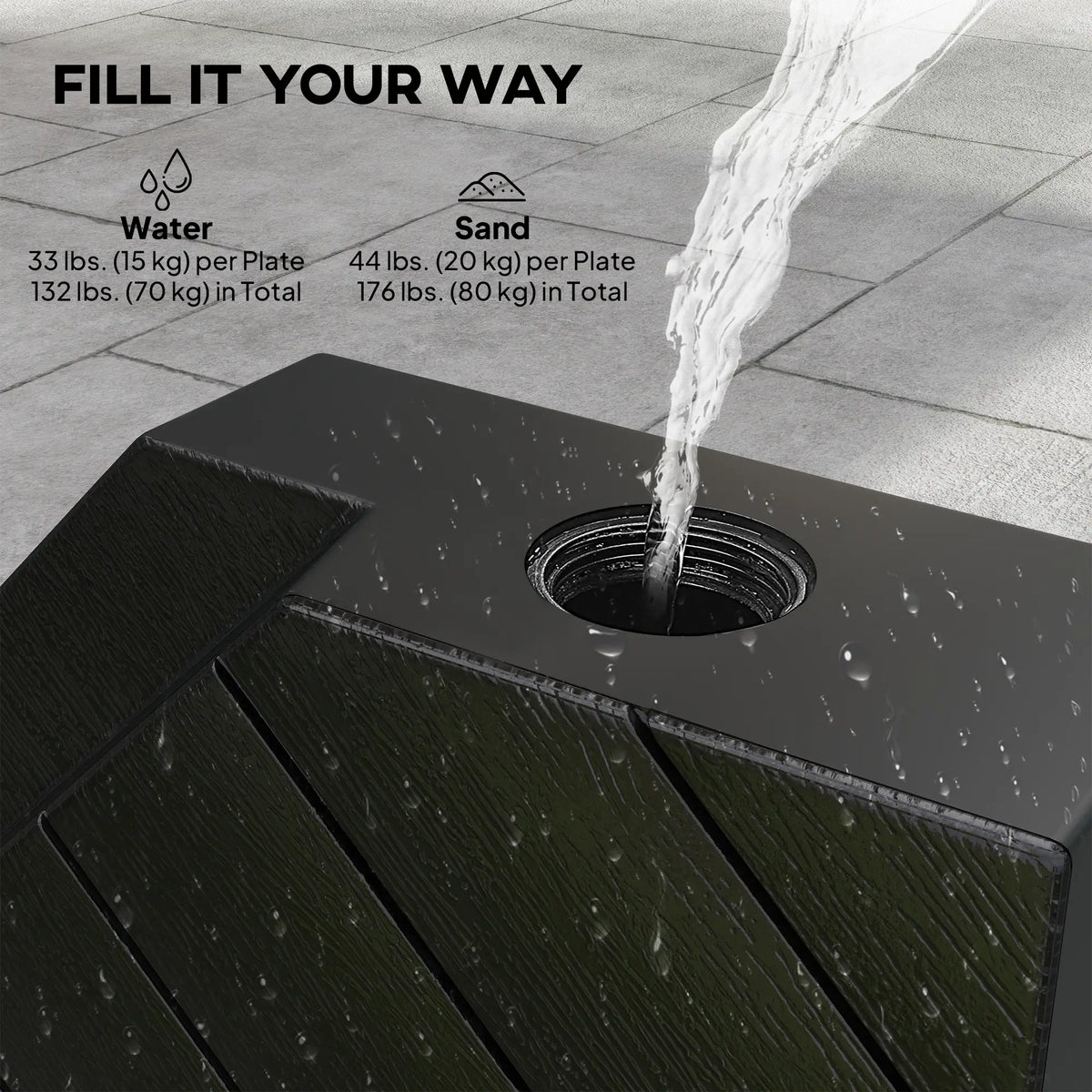 Offset Umbrella Base, 132 lb. Water or 176 lb. Sand Capacity, Black Umbrella Bases at Gallery Canada