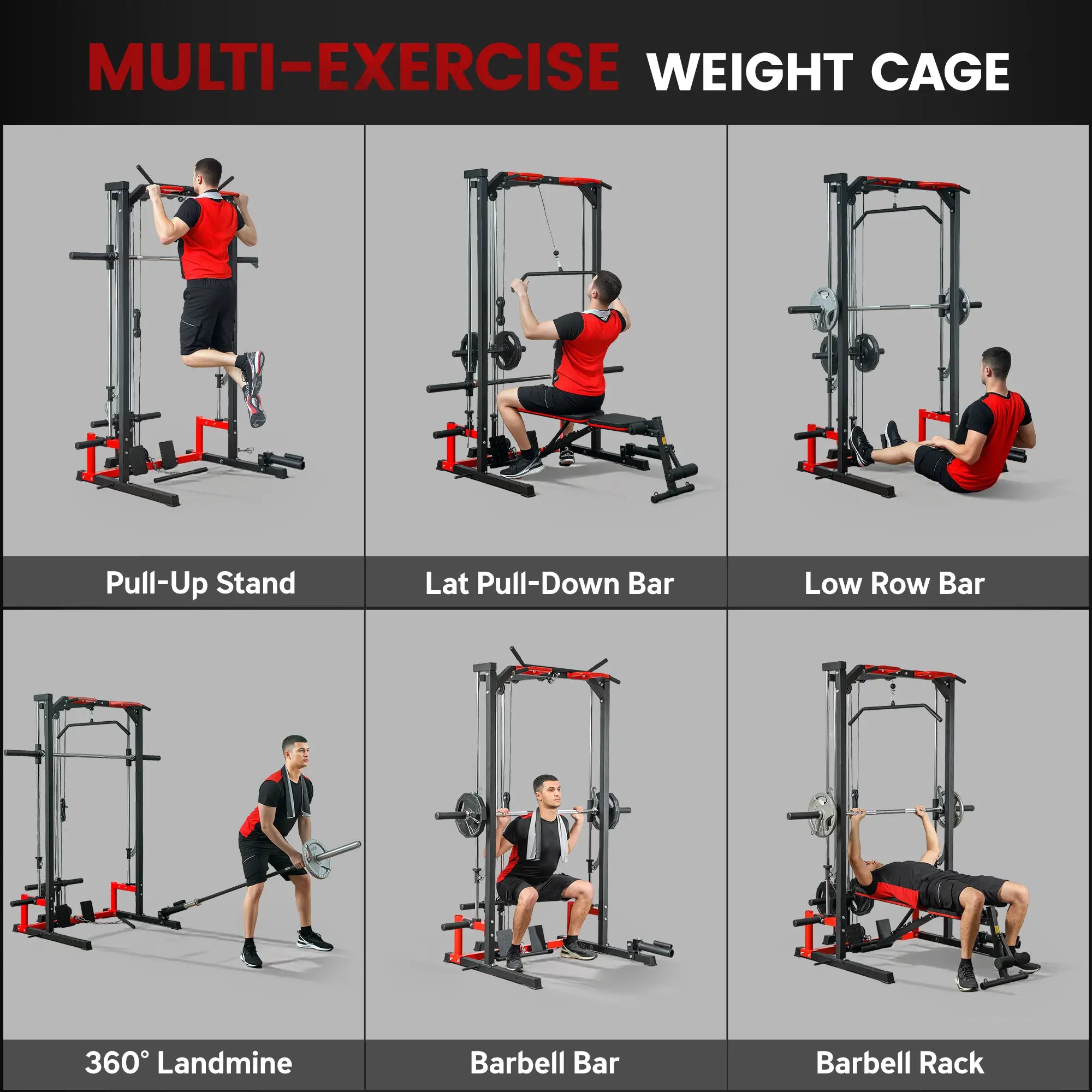 Smith Machine Power Rack with Pull Up Bar, Lat Pull Down, Landmine Power Towers at Gallery Canada