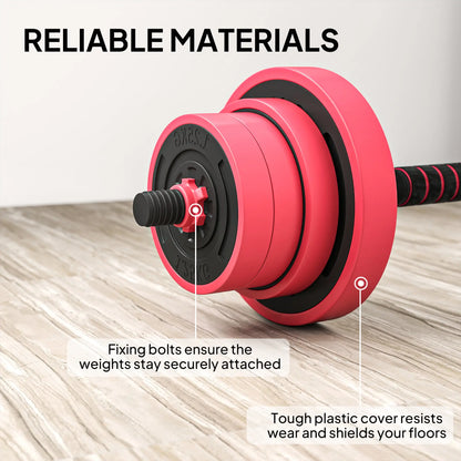 88lbs 4-in-1 Adjustable Dumbbell Set, Barbell, Kettlebell, Push Up Stand, Red Dumbbells & Barbells at Gallery Canada