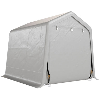 9.2' x 7.9' Garden Storage Tent, Metal Frame, Double Zipper Doors, Light Grey Portable Shed Light Grey at Gallery Canada