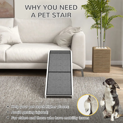 Pet Ramp Bed Steps, Non-Slip Carpet Top, Pine Wood, 59"L x 16"W x 20"H, White Dog Stairs at Gallery Canada