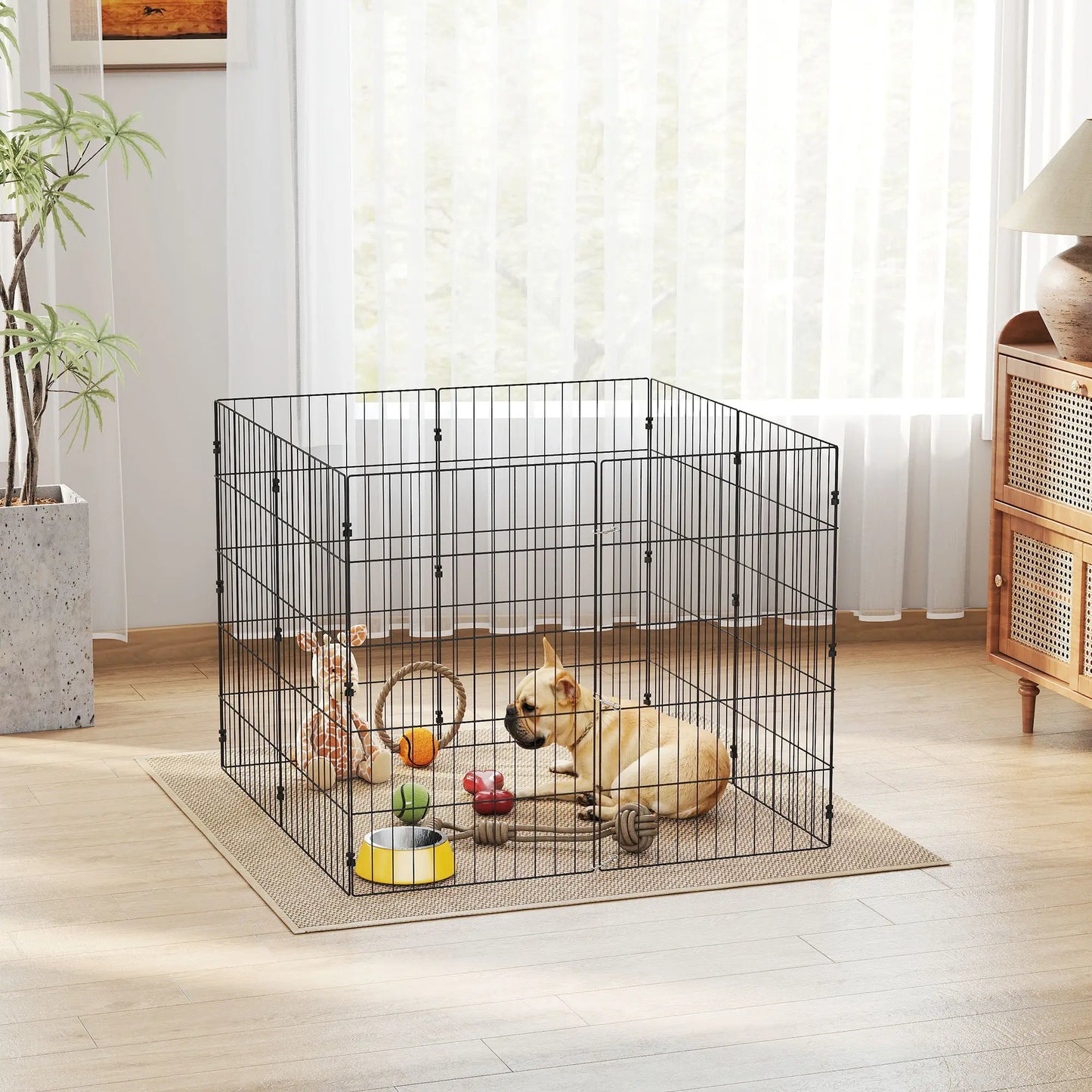 Foldable Metal Dog Playpen, Expandable Pet Fence, 20" x 32", 8 Panels, Black Dog PlayPens at Gallery Canada
