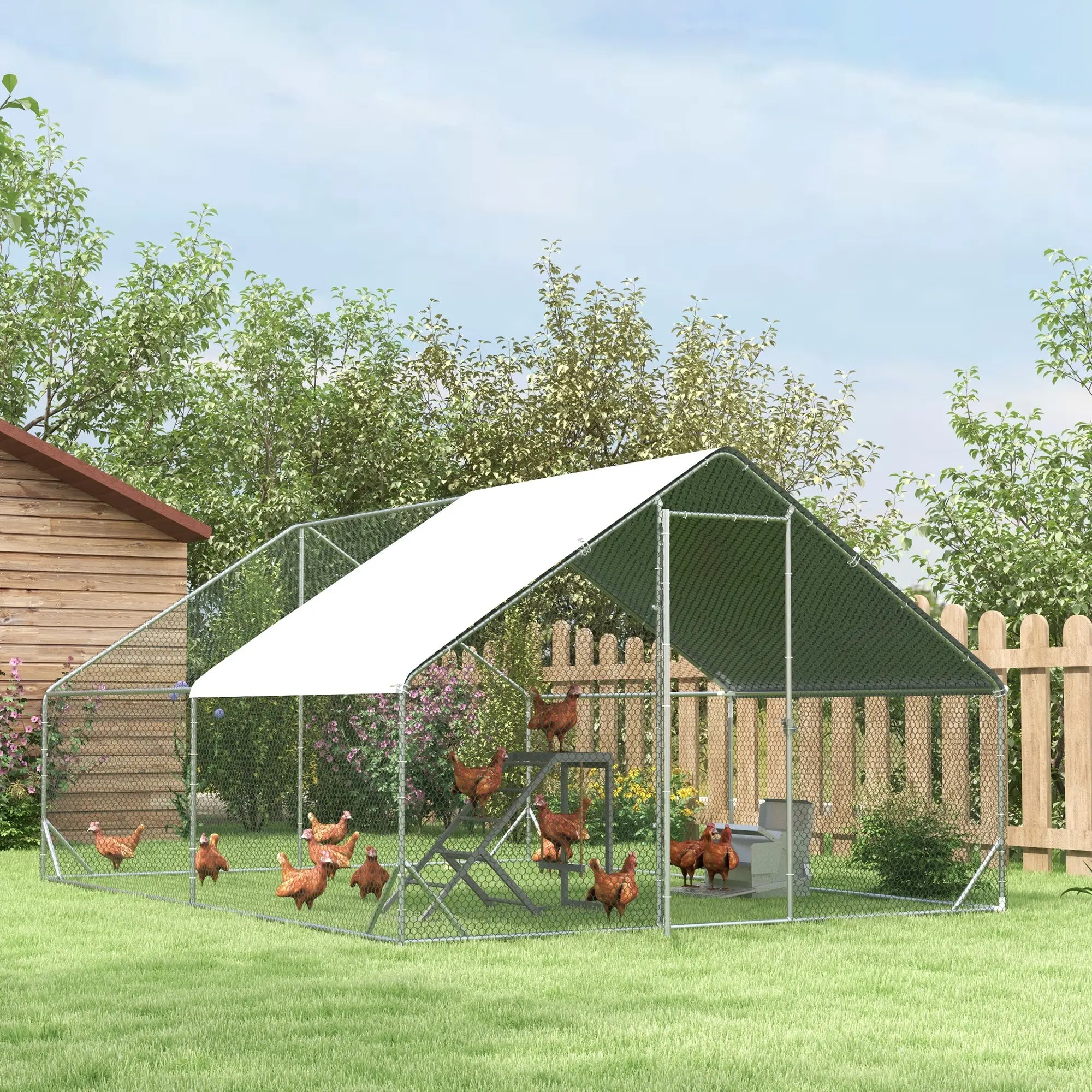 9.8' x 13.1' x 6.6' Chicken Coop, Outdoor Hen House, Cover, Lockable Door Chicken Coops at Gallery Canada