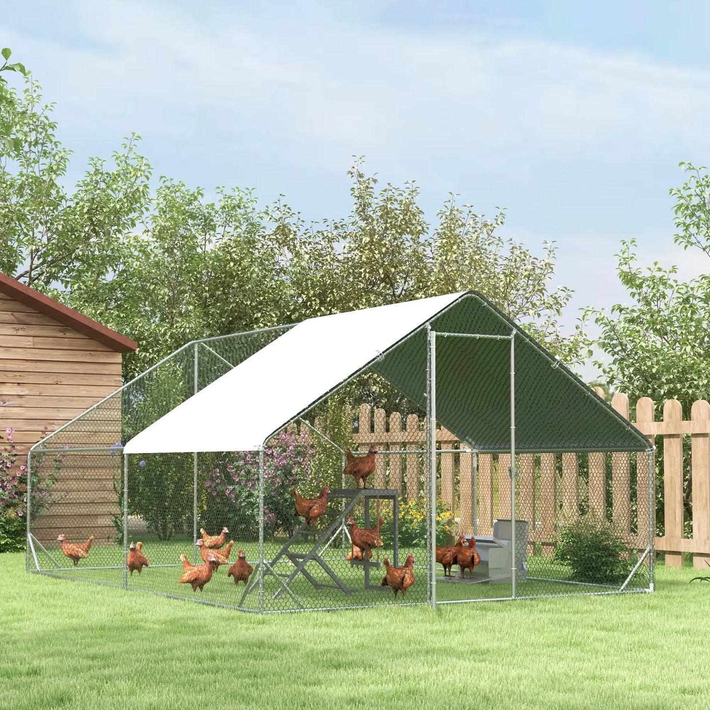 9.8' x 13.1' x 6.6' Chicken Coop, Outdoor Hen House, Cover, Lockable Door Chicken Coops at Gallery Canada
