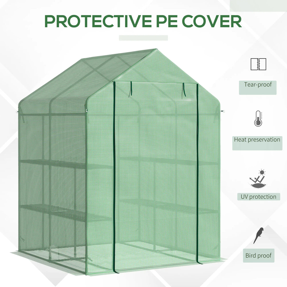 56" x 54" x 74" Walk-In Greenhouse, Portable Garden, 8 Shelves, PE Cover, Green Walk In Greenhouses at Gallery Canada