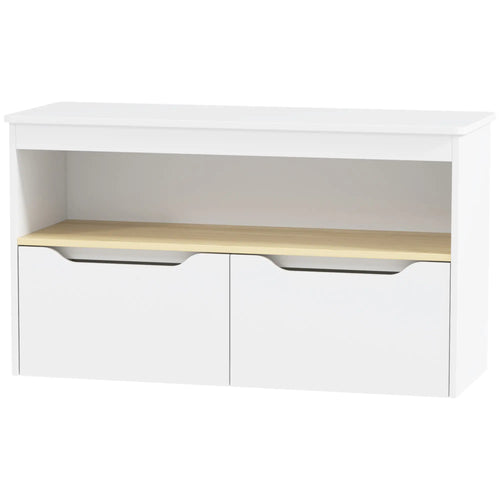 Kids Bookshelf with 2 Drawers, Large Tabletop Shelf, White