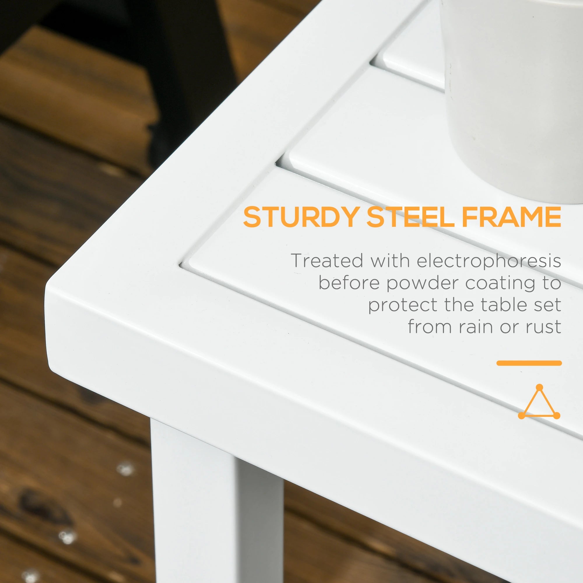 Patio Side Table With Umbrella Hole, Steel Frame, White Patio Side Tables at Gallery Canada