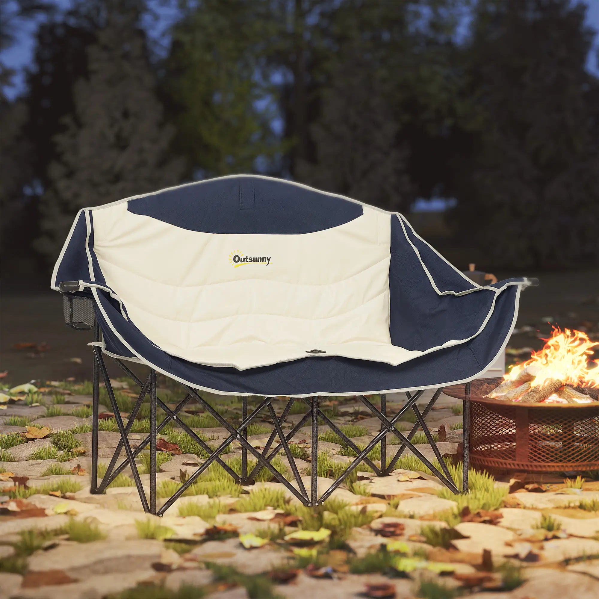 Portable Double Camping Chair, Cup Holders, Carry Bag, 551 lbs, Navy Blue Picnic Tables & Camping Chairs at Gallery Canada