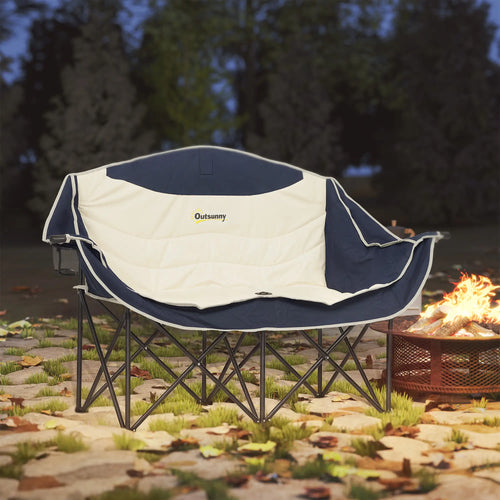 Portable Double Camping Chair, Cup Holders, Carry Bag, 551 lbs, Navy Blue